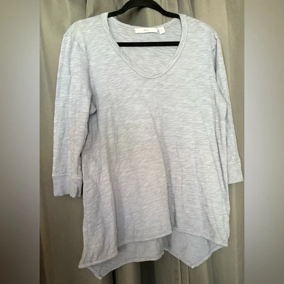 WILT Made in USA Heather Gray Scoop Neck 3/4 Sleeve 100% Cotton Top - Picture 2 of 10